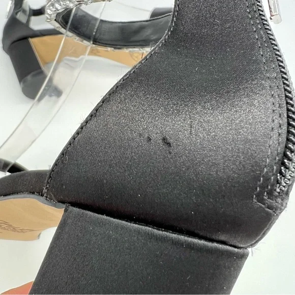 Jewel Badgley Mischka Katerina Black Heels Rhinestone Strap Sz 6 Elegant - Picture 14 of 14